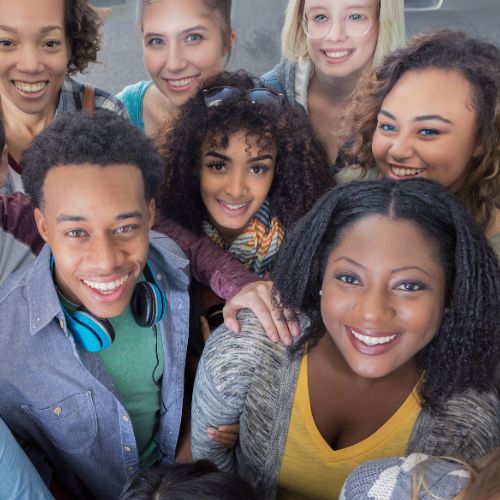 Diverse group of smiling young adults